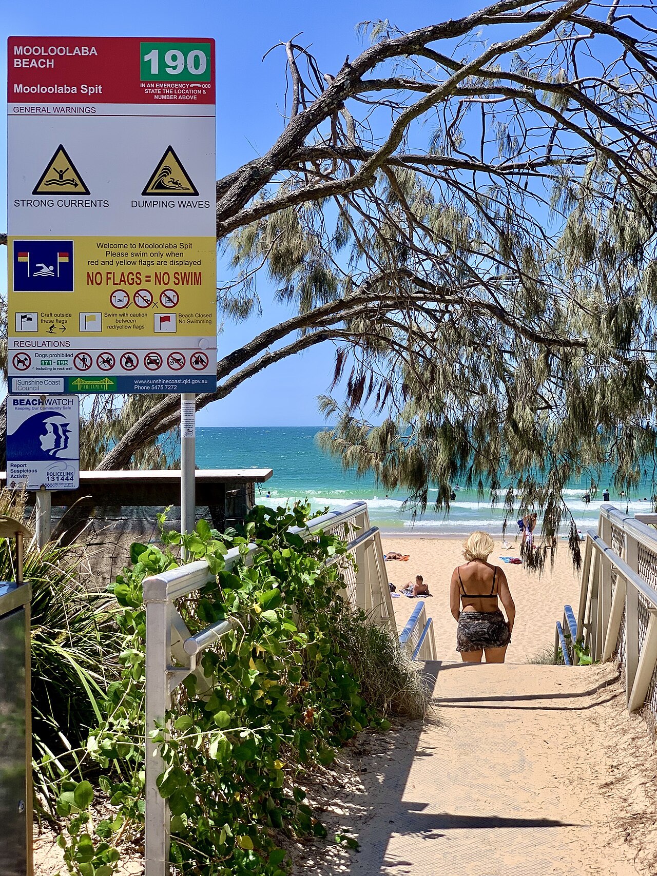 Golden sand beach with turquoise water at Mooloolaba